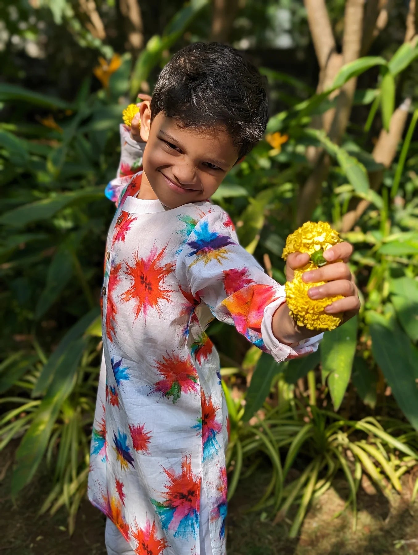 Colour Splash Holi print Kurta for Boys and Men