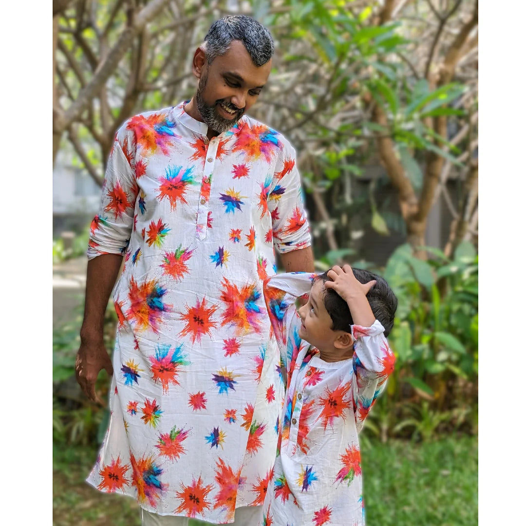 Colour Splash Holi print Kurta for Boys and Men